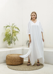 Premium Cotton White Plain Kaftan Dress