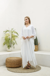 Premium Cotton White Plain Kaftan Dress