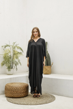 Premium Cotton Black Plain Kaftan Dress