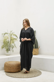 Premium Cotton Black Plain Kaftan Dress