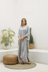 Premium Cotton Grey Plain Kaftan Dress