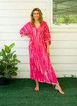 Premium hand Dyed Pure Cotton Tie Dye Shibori Kaftan