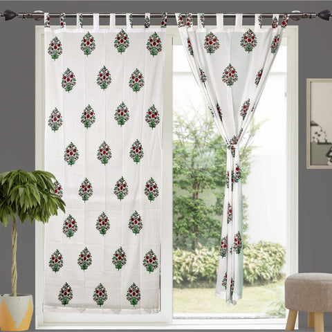 Premium Floral Motif Block Printed Curtains
